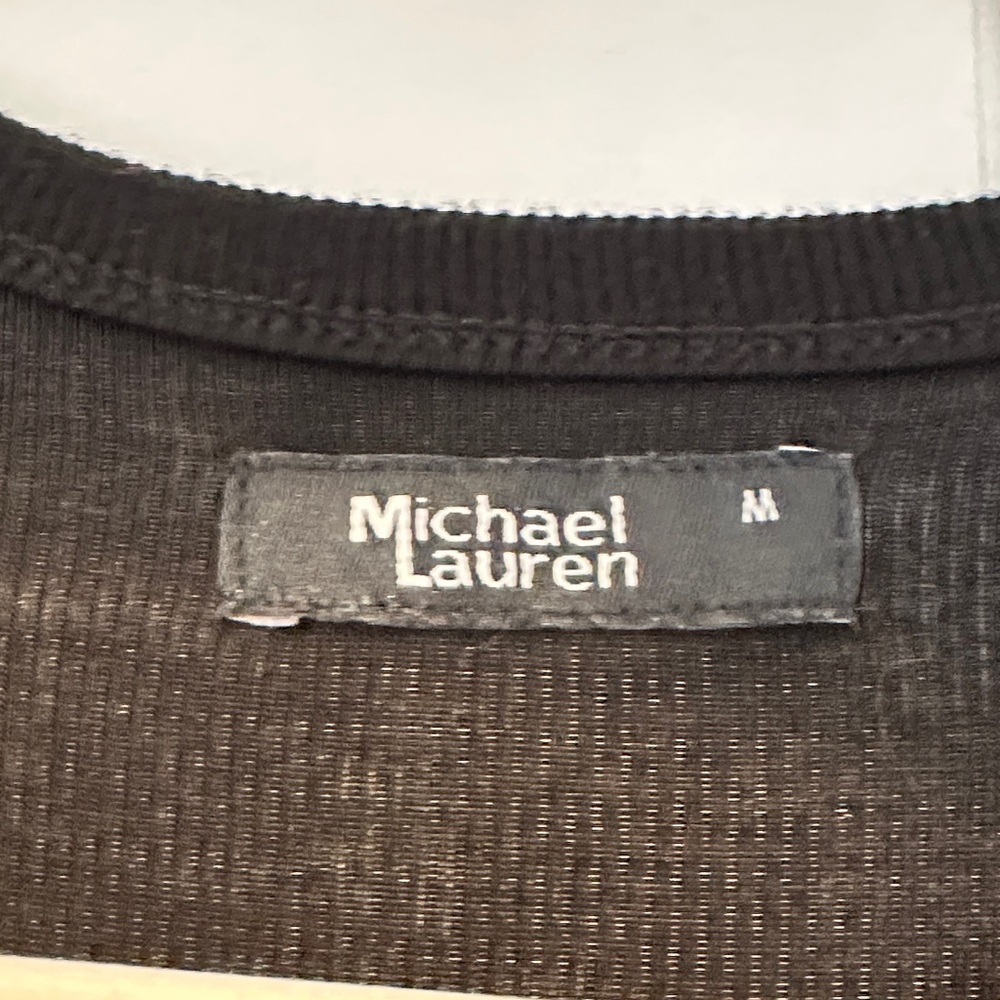 Michael Lauren Black Short Sleeve Top with Cut-Outs - Picture 2 of 3